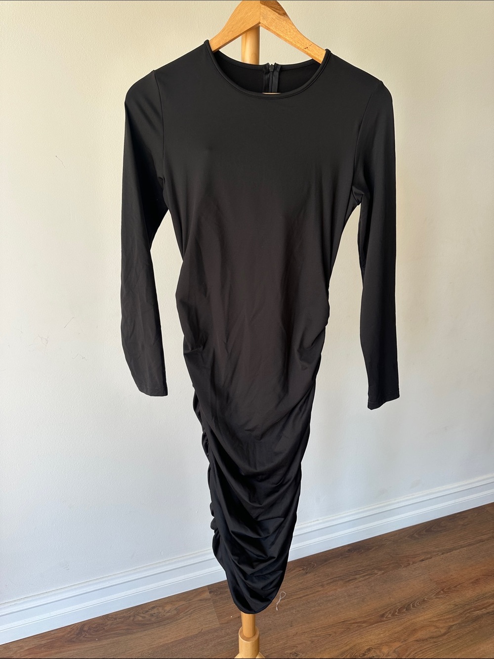 Black Ruched Long Sleeve Women’s Dress